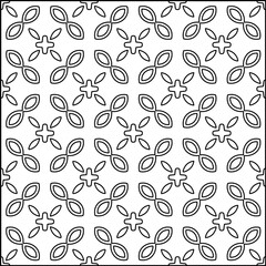 Abstract background with figures from lines. black and white pattern for web page, textures, card, poster, fabric, textile. Monochrome graphic repeating design.
