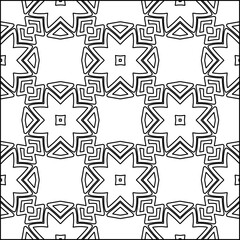 Abstract background with figures from lines. black and white pattern for web page, textures, card, poster, fabric, textile. Monochrome graphic repeating design.
