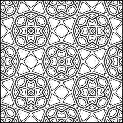 Abstract background with figures from lines. black and white pattern for web page, textures, card, poster, fabric, textile. Monochrome graphic repeating design.
