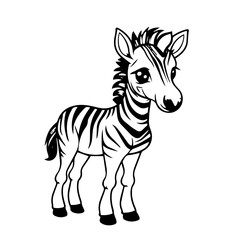 Fototapeta na wymiar Hand drawn vector coloring page of cartoonish Zebra
