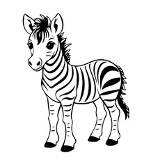 Obraz na płótnie Canvas Hand drawn vector coloring page of cartoonish Zebra