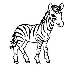Fototapeta na wymiar Hand drawn vector coloring page of cartoonish Zebra