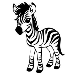 Naklejka na ściany i meble Hand drawn vector coloring page of cartoonish Zebra