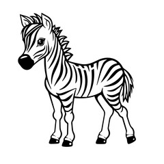Hand drawn vector coloring page of cartoonish Zebra