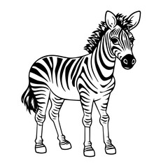 Hand drawn vector coloring page of cartoonish Zebra