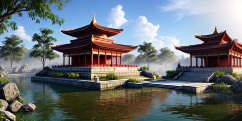 Pagoda Temple Landscape With Beautiful Environment For Background