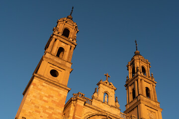 Fototapeta premium San Juan y San Pedro de Renueva church at sunset in the old town of León, Spain.