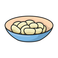 Bowl of bean vector icon.Color vector icon isolated on white background bowl of bean.