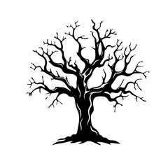 creepy tree silhouette illustration