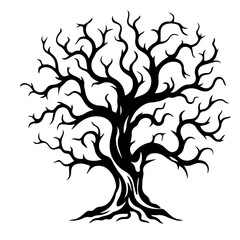 creepy tree silhouette illustration