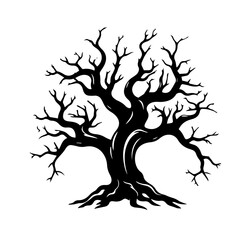 creepy tree silhouette illustration