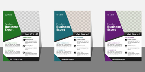 Three color Professional business best a4 editable commercial clean advertising style vector corporate template design