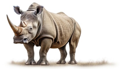lonely rhinoceros africa - obrazy, fototapety, plakaty