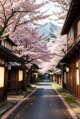 Fototapeta premium cherry blossom in japan street.