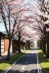 Obraz premium cherry blossom in japan street.