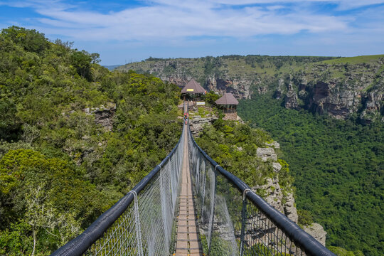 Lake Eland Nature reserve in Oribi gorge with a hanging suspension bridge