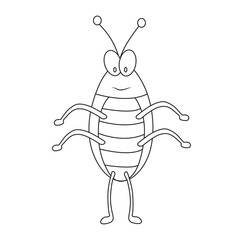 Education game for children coloring page of cute cartoon cockroach line art printable bug worksheet