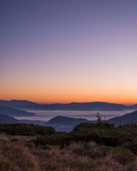 sunrise over the mountains of the Carpathians