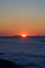 sunrise over the mountains of the Carpathians
