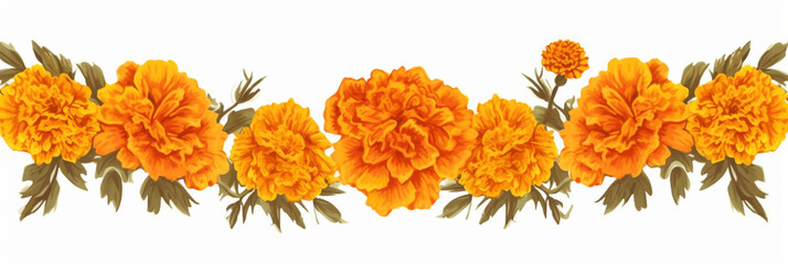 flowers. marigolds on a white background. Diwali festival. Copy space