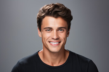 Obraz premium portrait of handsome brunette man, ai generated