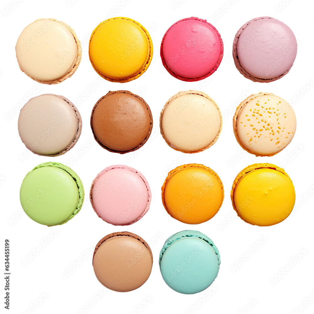 Poster French macaroons cake on transparent background