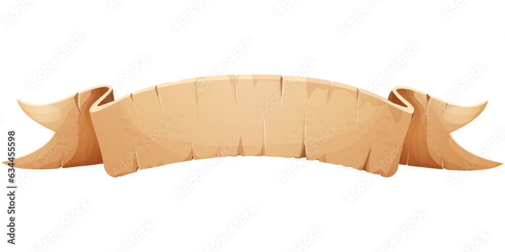 Canvas Prints parchment paper scroll ribbon, old vintage banner game ui element in cartoon style isolated on white