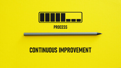 Continuous improvement process is shown using the text and picture of success bar