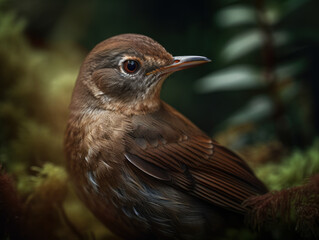 Nightingale bird portrait created with Generative AI technology