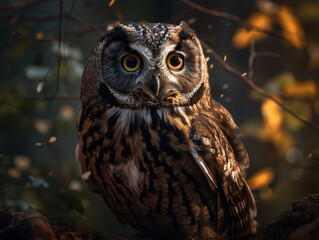 Owl bird portrait created with Generative AI technology