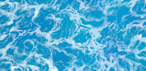 Sea waves texture blue ocean water with foam vector abstract background 
