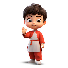 Fototapeta premium Cute 3D Chinese boy character standing