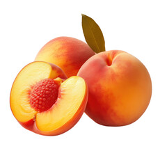 Peach fruits isolated on transparent background