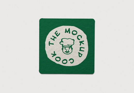 Mockup of customizable square cardboard coaster with customizable background