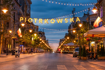 Miasto Łódź- ulica Piotrkowska. - obrazy, fototapety, plakaty