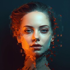 Cyborg woman portrait. futuristic concept. 3D Rendering
