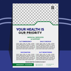  Modern creative and clean business , medical, corporate flyer design template with logo . Design for business, medical
 and corporate concept vector illustration .