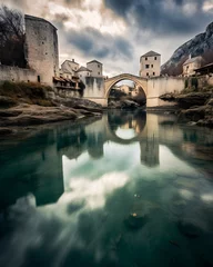 Foto op Plexiglas Stari Most Mostars berühmte Stari Most Brücke