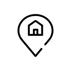 Home Address, Home Location - Real Estate related icon - Thin Line, Outline EPS Vector 