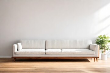 modern living room with  white sofa and white wall ai generated