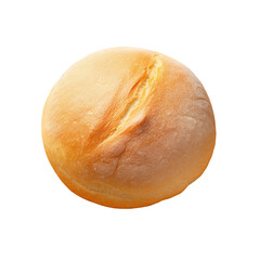 Circular loaf of bread set against transparent background