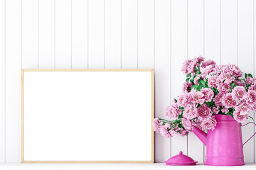 Mockup poster bouquet of flowers