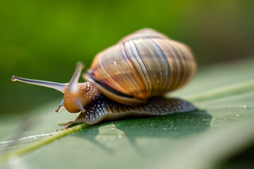 Forest snail in the natural environment, note shallow depth of field