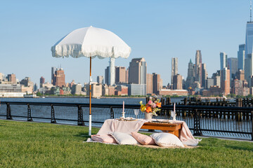 picnic in new york. summer outdoor romance. romantic picnic in summer. luxury picnic dinner. summer picnic in the central park. romantic date in manhattan. summer in nyc