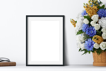 Mockup poster bouquet of flowers