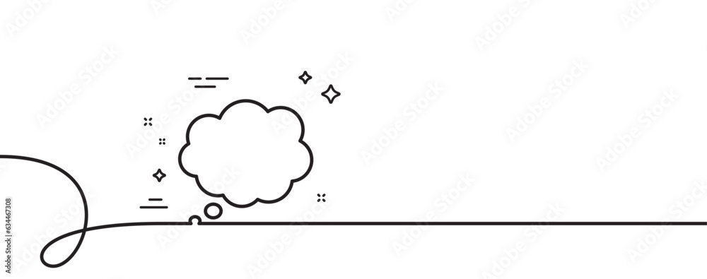 Poster comic speech bubble line icon. continuous one line with curl. chat sign. communication or comment sy