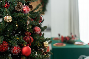 kitchen with Christmas tree. Background for display or montage your products.