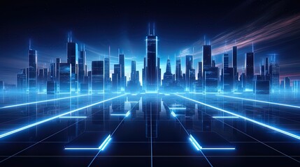 Panorama of a sci-fi city, neon. AI generation