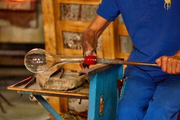 The processing of Murano glass, Venice, Italy