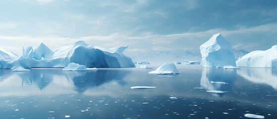 Fototapeta na wymiar Sea Ocean Iceberg Ice floe Arctic Antarctic Frost Waves Cold